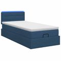 vidaXL Ottoman posteľ s matracom a LED Modrá 100 x 200 cm Látka