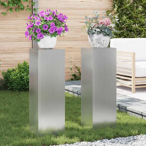 vidaXL Stojan na rastliny 2 pcs Strieborná 24 x 24 x 75 cm