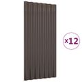 vidaXL Strešné panely 12 ks pozinkovaná oceľ hnedé 80x36 cm