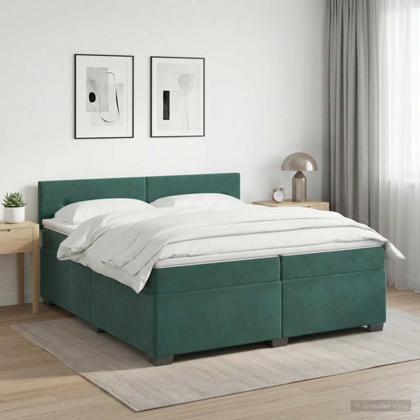 vidaXL Posteľ boxspring s matracom Tmavozelená 200 x 200 cm Zamat