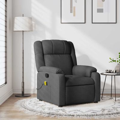 vidaXL Masážne kreslo s polohovacím mechanizmom, tmavosivá látka