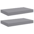 vidaXL Plávajúce nástenné police 2 ks, sivé 40x23,5x3,8 cm, MDF