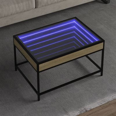 vidaXL Konferenčný stolík s nekonečnými LED dub sonoma 70x50x41 cm