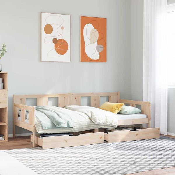 vidaXL Denná posteľ so zásuvkami 90x200 cm masívna borovica