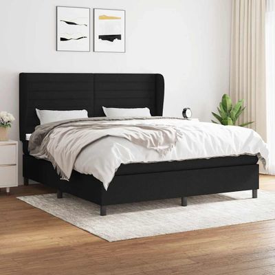 vidaXL Posteľný rám boxspring s matracom čierny 180x200 cm látka