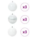 vidaXL Vianočná guľa sada XL 9 ks Biela Ø 15 cm Plast