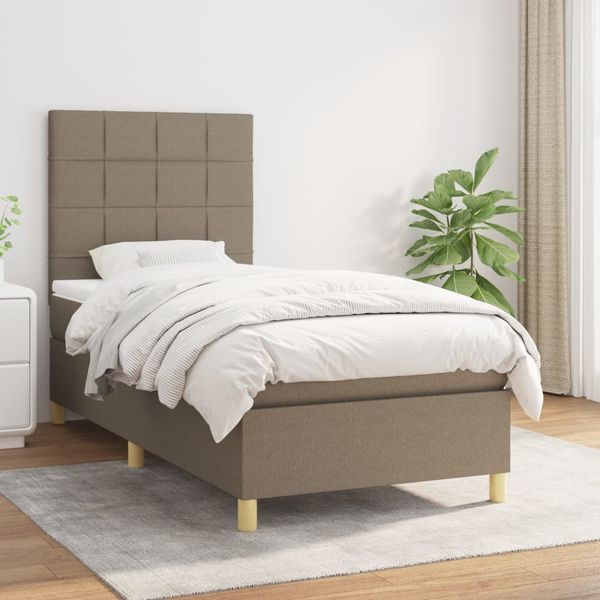 vidaXL Boxspring posteľ s matracom sivohnedý 100x200 cm látka