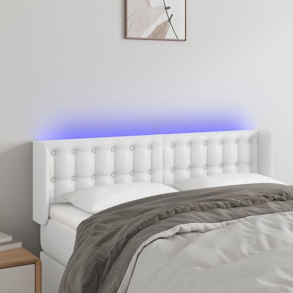 VidaXL Čelo postele biele 147x16x78/88 cm umelá koža