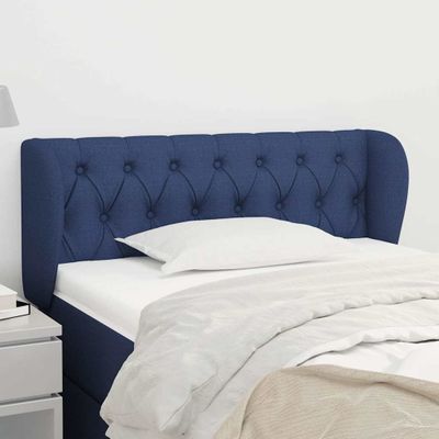 vidaXL Čelo postele so záhybmi modrý 93x23x78/88 cm látka