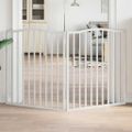 vidaXL Brána pre psa skladacia 2 panely biela 160 cm topoľové drevo