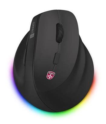 CONNECT IT FOR HEALTH ergonomická vertikálna myš, 2400dpi, 6 tl., bezdrôtová, USB, RGB podsv., vstav. batéria, čierna