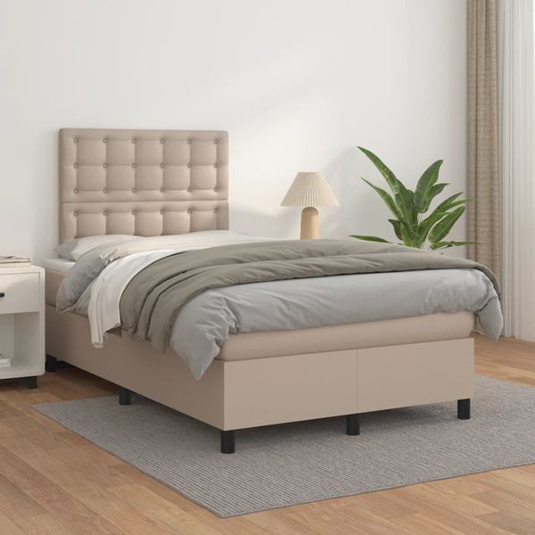 vidaXL Boxspring posteľ s matracom kapučínová 120x200 cm umelá koža