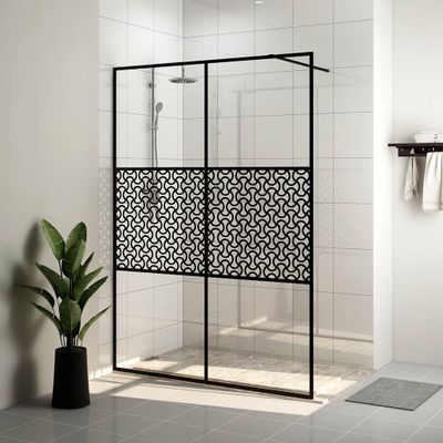 vidaXL Sprchová zástena z priehľadného ESG skla 140x195 cm čierna