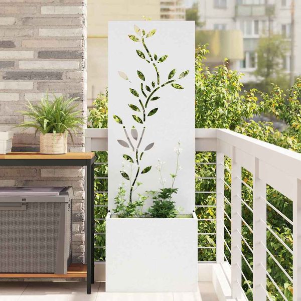 vidaXL Záhradná clona na súkromie Kvetinový Biela 50 x 150 cm