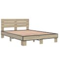 vidaXL Posteľný rám dub sonoma 135x190 cm kompozitné drevo a kov