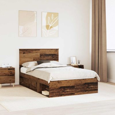 vidaXL Rám postele Staré drevo 120 x 200 cm Masívne borovicové drevo