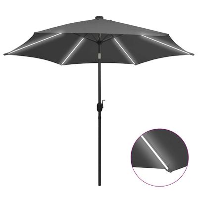 vidaXL Záhradný slnečník s LED, hliníková tyč 300 cm, antracitový