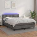 vidaXL Boxspring posteľ s matracom a LED sivá 140x190 cm umelá koža