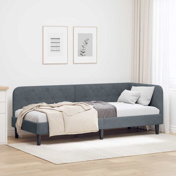 vidaXL Rohový rám postele Tmavo šedá 80 x 200 cm Zamat