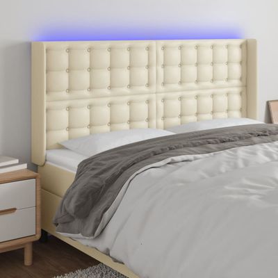vidaXL Čelo postele krémové 203x16x118/128 cm umelá koža
