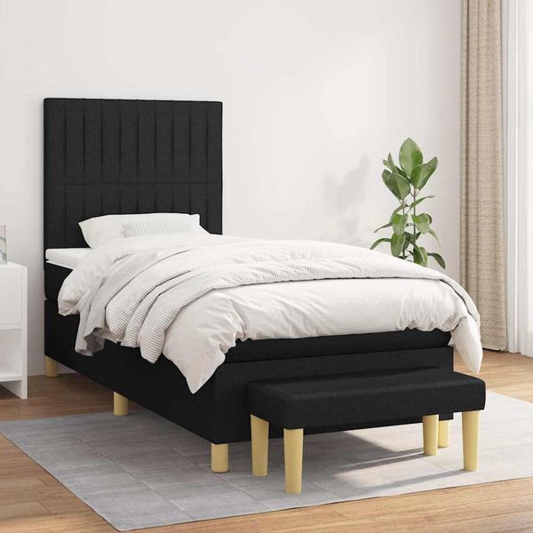 vidaXL Posteľný rám boxspring s matracom čierny 80x200 cm látka