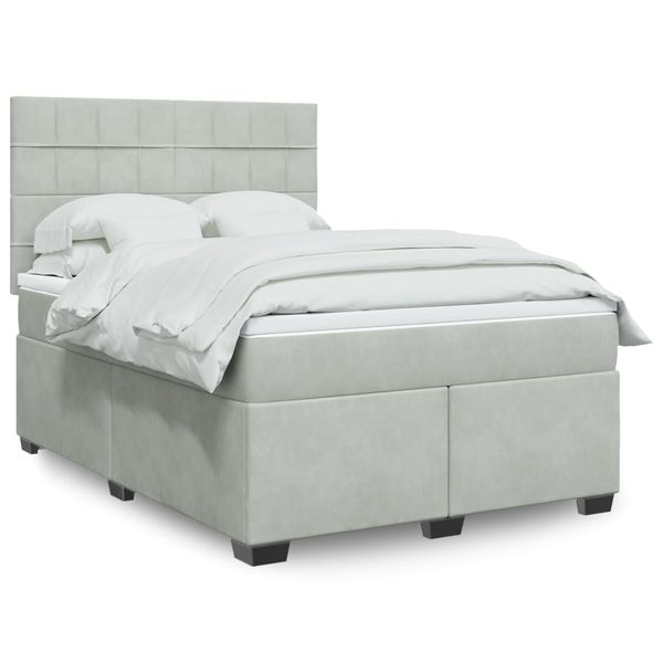 vidaXL Posteľný rám boxsping s matracom bledosivý 160x200 cm zamat
