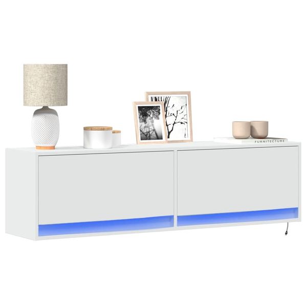 vidaXL TV nástenná skrinka s LED svetlami biela 140x31x38 cm