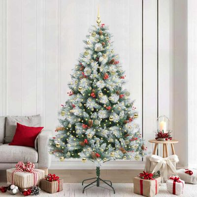 vidaXL Umelý vianočný stromček Zelená a biela 240 cm PVC, kov a plast