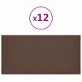 vidaXL Nástenné panely 12 ks hnedé 30x15 cm umelá koža 0,54 m²