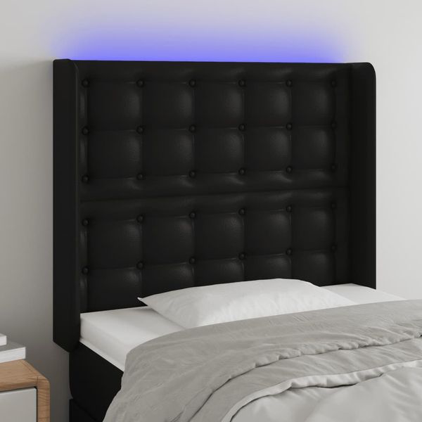 vidaXL Čelo postele s LED čierne 93x16x118/128 cm umelá koža