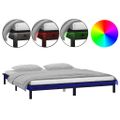 vidaXL Posteľný rám s LED, čierny 150x200 cm, King, drevený masív