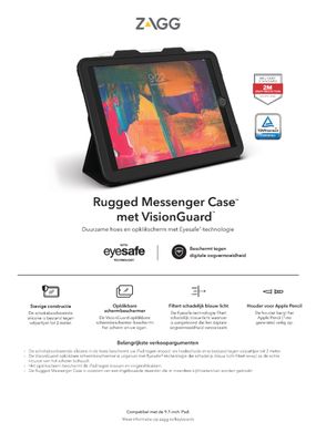ZAGG klávesnica Rugged Messenger Kryt UK + VG IPad 9.7
