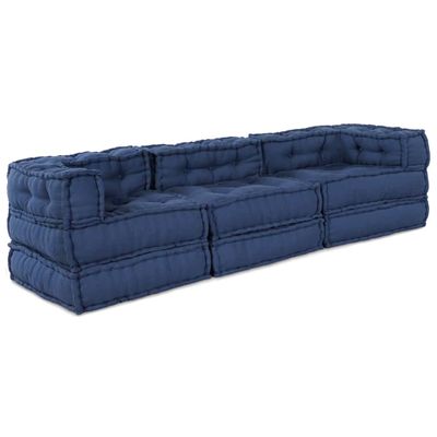 vidaXL Modulová pohovka 3 pcs Indigo Látka