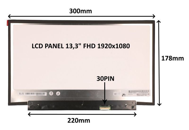 LCD PANEL 13,3'' FHD 1920x1080 30PIN MATNÝ / BEZ ÚCHYTOV