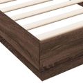 vidaXL Posteľný rám s LED svetlami hnedý dub 100x200 cm