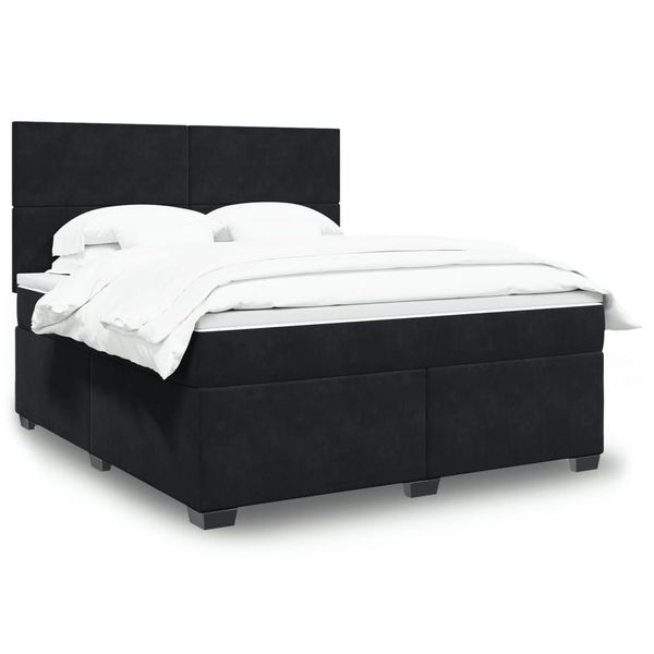 vidaXL Posteľný rám boxspring s matracom čierny 180x200 cm zamat