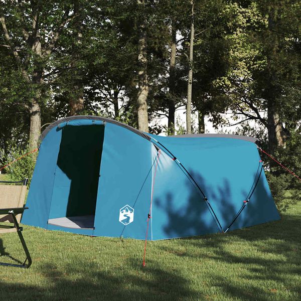 vidaXL Tunelový stan pre 4 osoby Modrá a šedá 318 x 275 x 140 cm