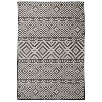 vidaXL Vonkajší koberec s plochým tkaním 160x230 cm čierny pruhovaný