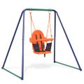 vidaXL Jednomiestna hojdačka a hojdačka pre batoľatá 2 v 1, oranžová