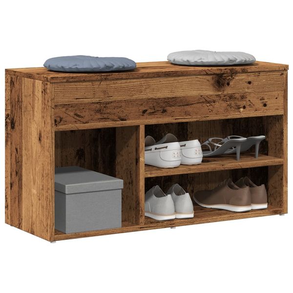vidaXL Lavica na topánky staré drevo 80x30x45 cm kompozitné drevo