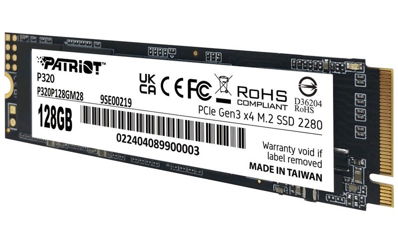 PATRIOT P320 128GB SSD / Interný / M.2 PCIe Gen3 x4 NVMe 1.3 / 2280 SSD disk, interný, 128GB, M.2 2280, PCIe Gen3 x4, NVMe 1.3