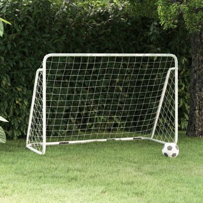 vidaXL Futbalová bránka so sieťou 180x90x120 cm oceľová biela