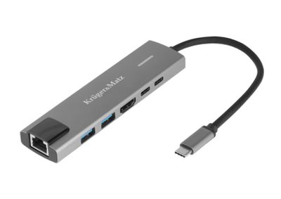 Adaptér Kruger&amp;Matz USB typu C na HDMI/2x USB3.0/2x USB typu C/RJ45 Adaptér Kruger&Matz USB typu C na HDMI/2x USB3.0/2x USB typu C/RJ45