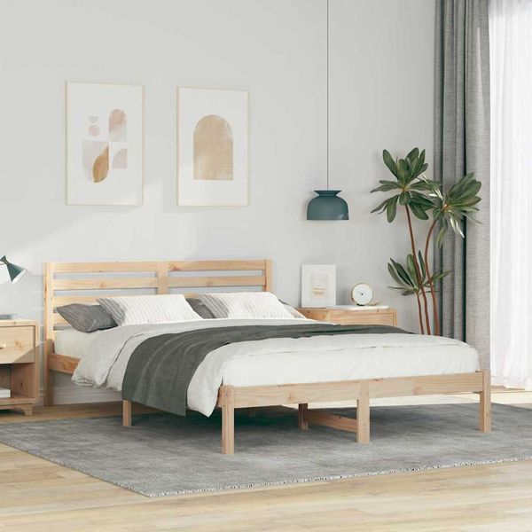 vidaXL Rám postele Hnedá 140 x 220 cm Masívne borovicové drevo