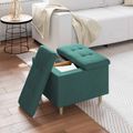 vidaXL Ottoman s Úložným Priestorom Tmavozelená 60 x 60 x 45 cm látka