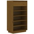 vidaXL Skrinka na topánky medovo-hnedá 60x34x105 cm masívna borovica