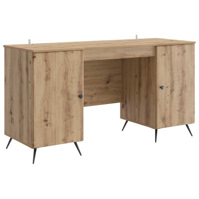 vidaXL Stôl s poličkou Dub artisan 142,5 x 50 x 75 cm Kompozitné drevo