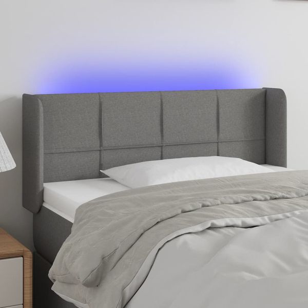 vidaXL Čelo postele s LED tmavosivé 93x16x78/88 cm látka