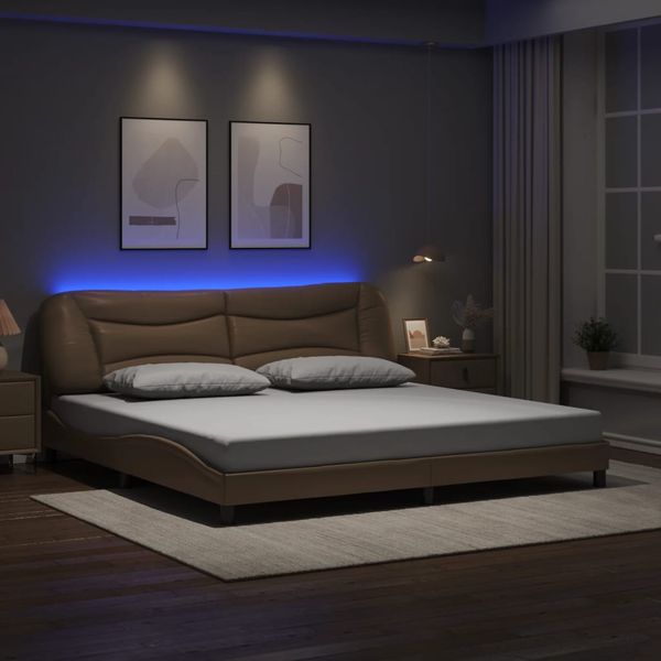 vidaXL Rám postele s LED bez matraca Hvar kapučínový 200x200 cm