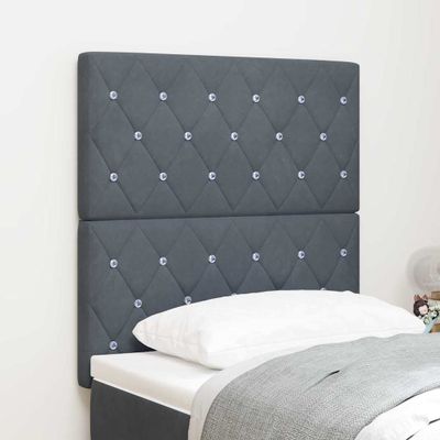 vidaXL LED hlavová doska s LED pásikmi Tmavo šedá 80 cm Zamat